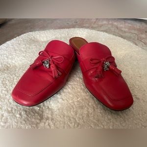 ❤️STUNNING❤️ Coach red leather flat, loafer-style mules